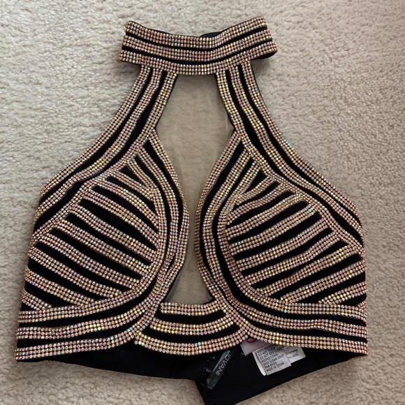 Jovani black and gold two piece formal/ prom gown - Picture 4 of 8